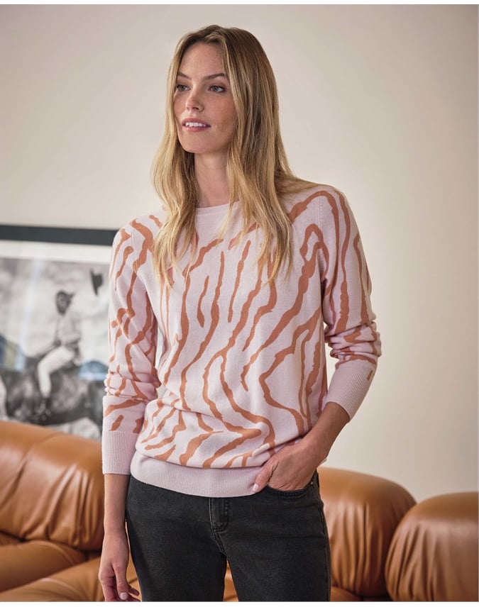 Wool Cashmere Zebra Boyfriend Sweater