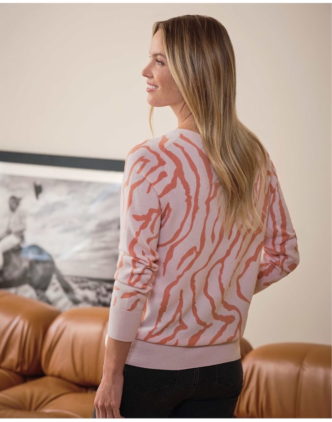 Wool Cashmere Zebra Boyfriend Sweater
