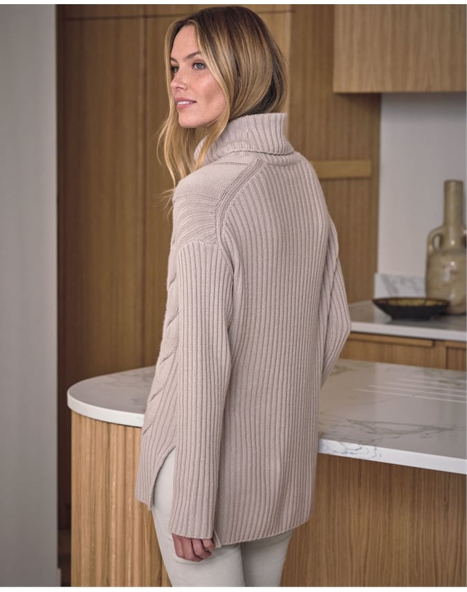 Luxury Cashmere Blend Cable Roll Neck