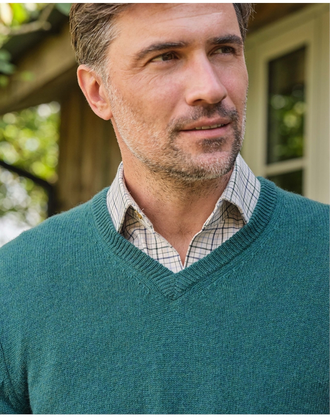 Mens Lambswool V Neck Sweater