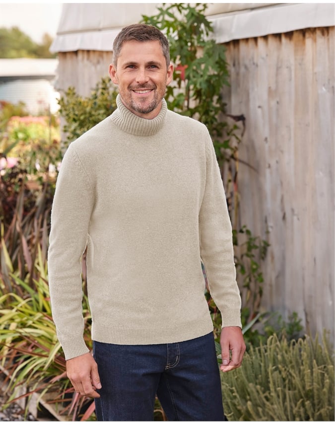 Mens Lambswool Turtle Neck Sweater
