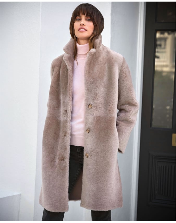 Shearling Rever Collar Coat Style