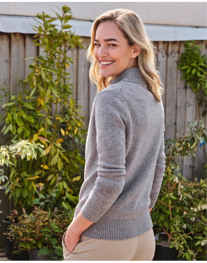 Lambswool Zip Thru Cardigan