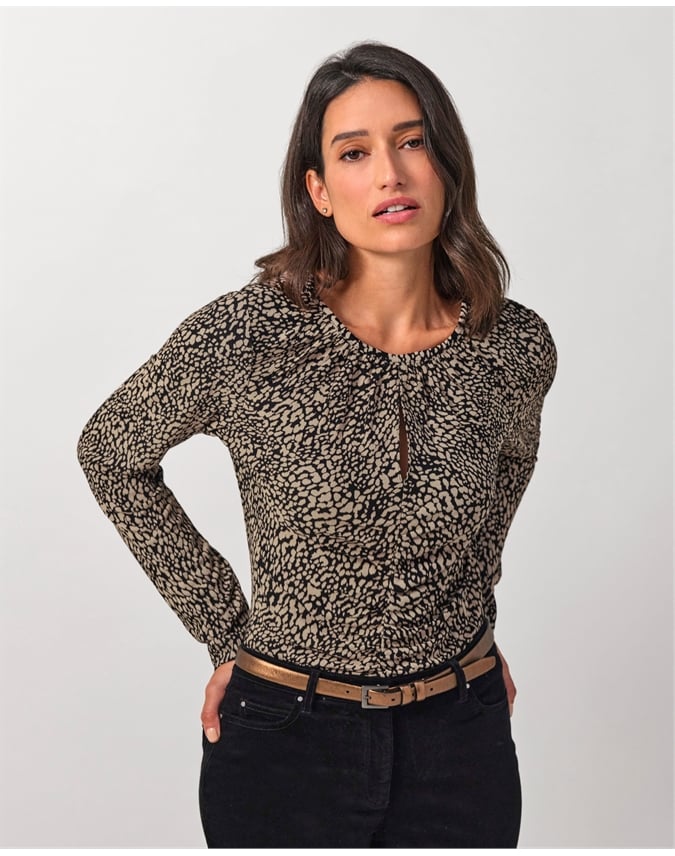Gathered Front Long Sleeve Top
