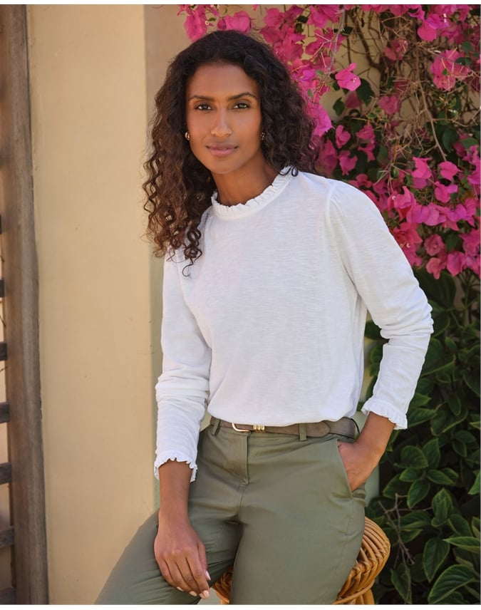 Ruffle Neck Jersey Top