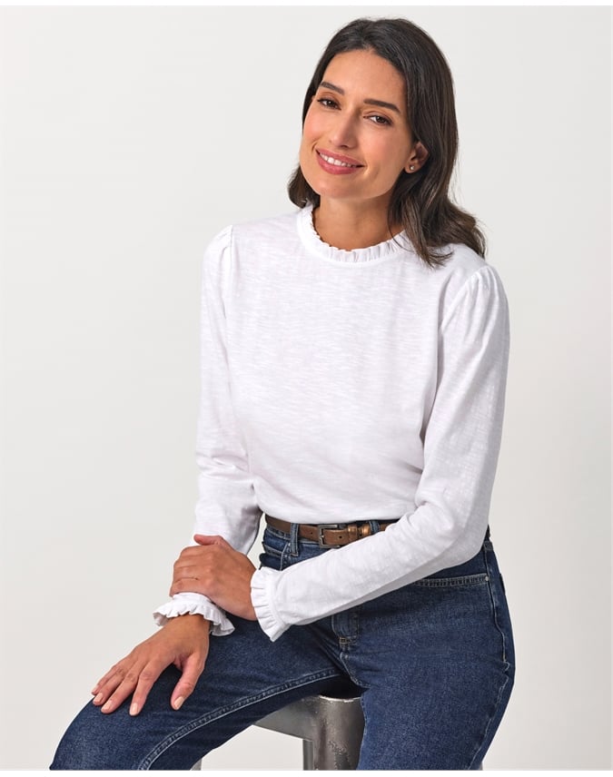 Ruffle Neck Jersey Top