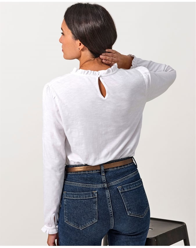 Ruffle Neck Jersey Top