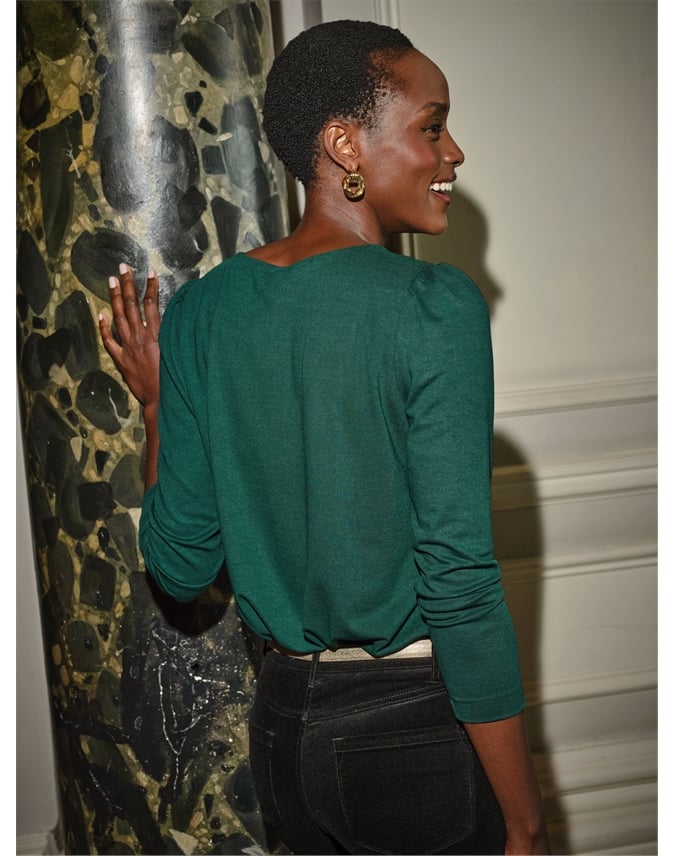 Plain Button Shoulder Top