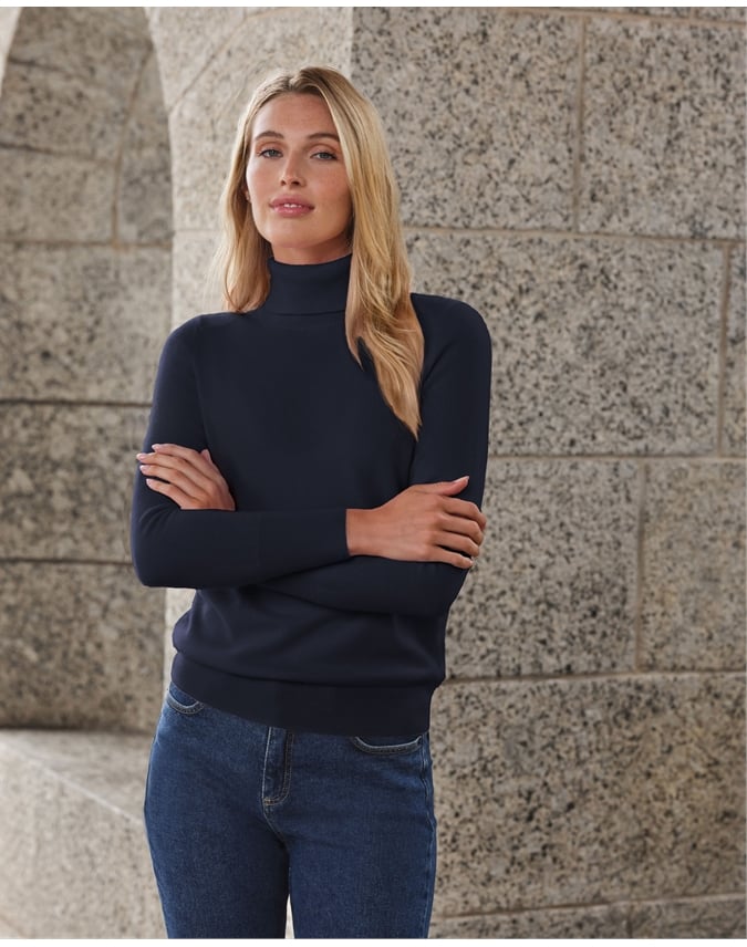Womens Cashmere Polo Neck Sweater