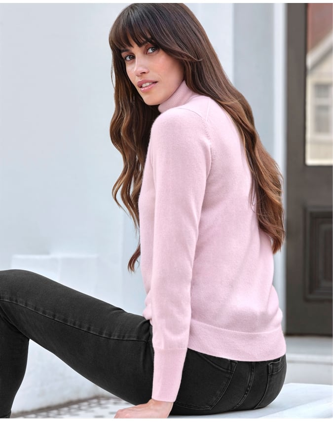 Womens Cashmere Polo Neck Sweater