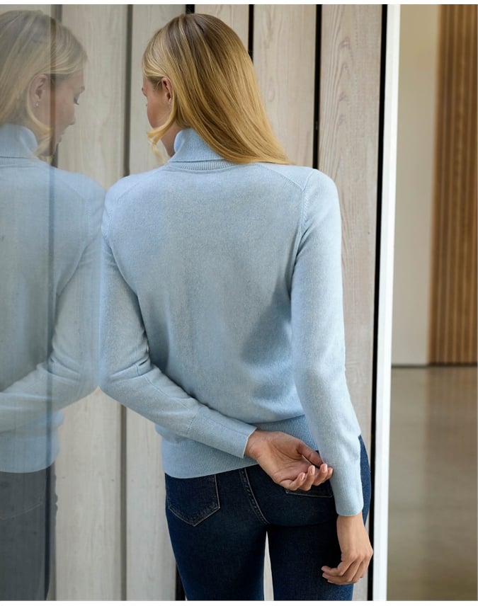 Womens Cashmere Polo Neck Sweater