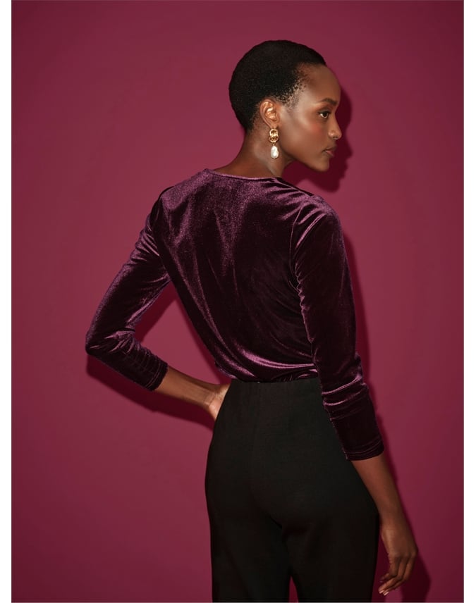 Twist Front Velvet Top