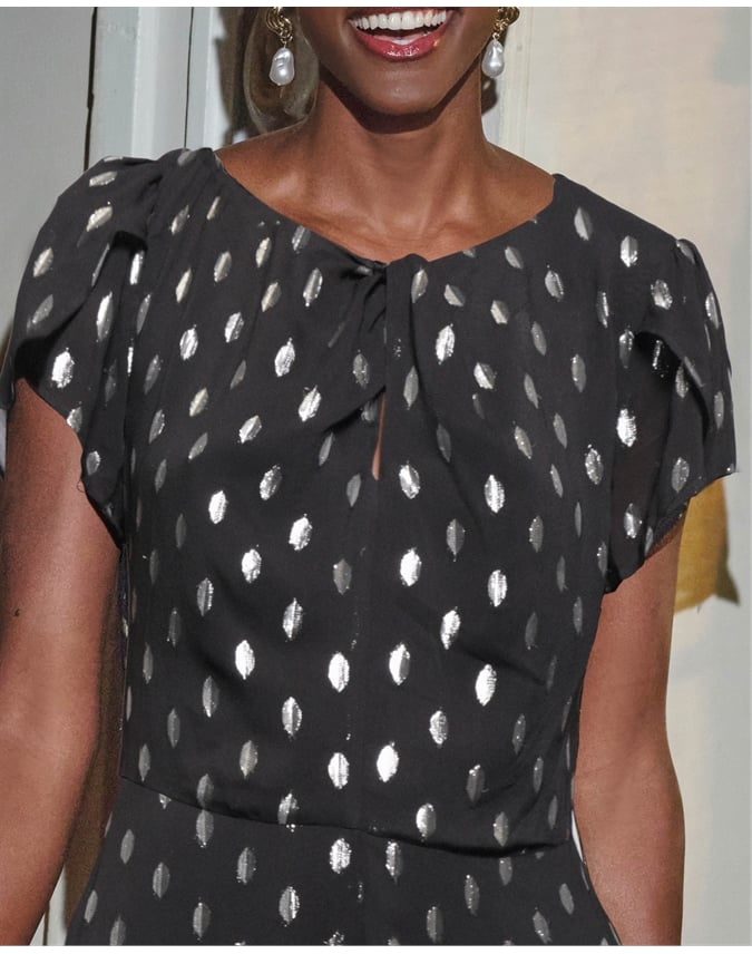 Metallic Spot Fit And Flare Dress
