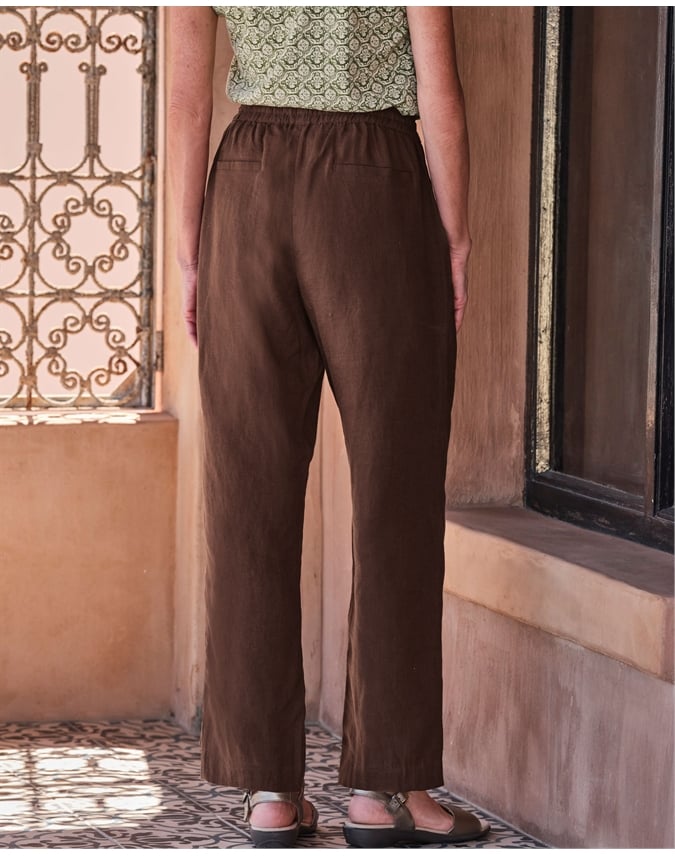 Tapered Leg Linen Trousers