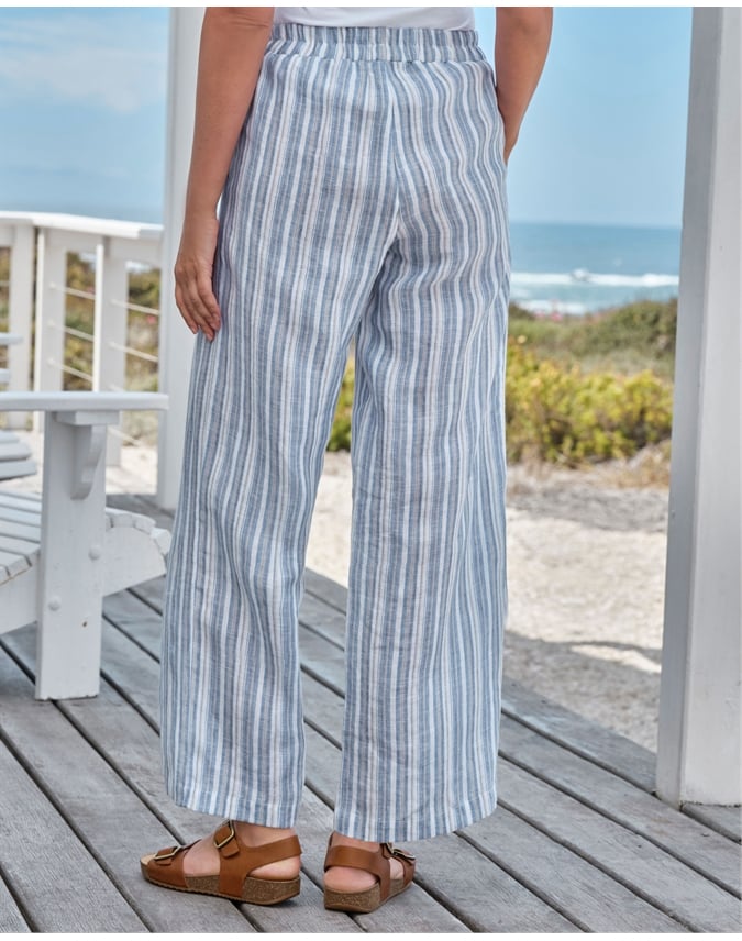 Wide Leg Full Length Linen Trousers
