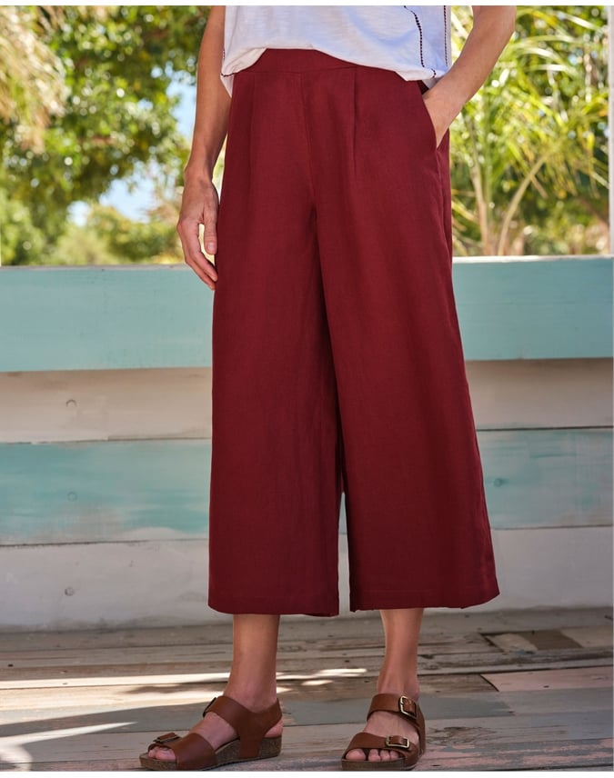 Elastic Back Linen Culottes