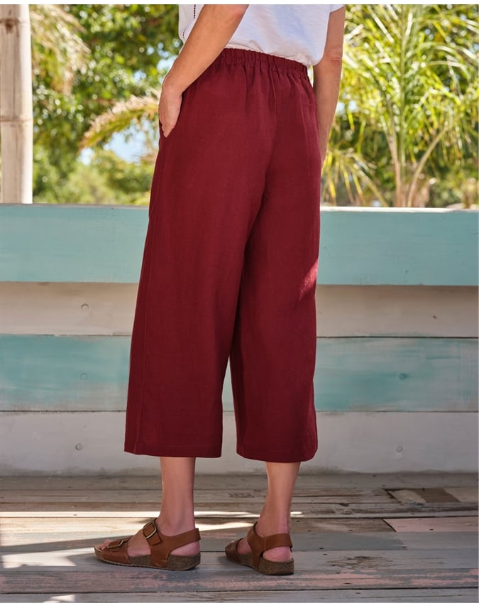 Elastic Back Linen Culottes