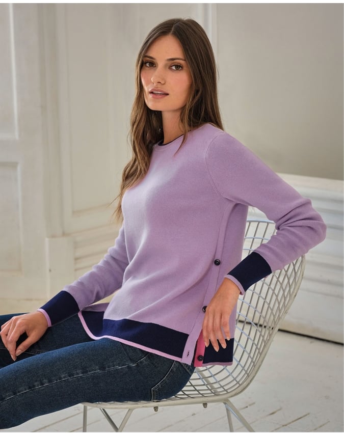 Cotton Cashmere Tipped Sweater