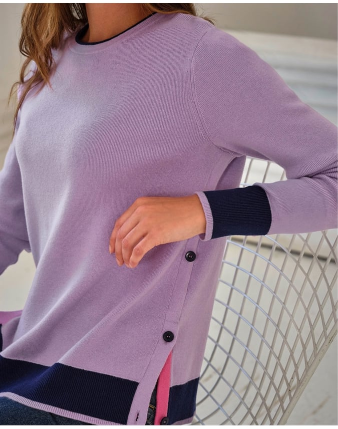Cotton Cashmere Tipped Sweater