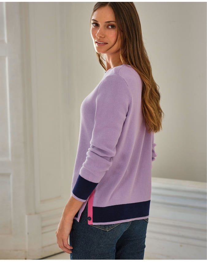 Cotton Cashmere Tipped Sweater
