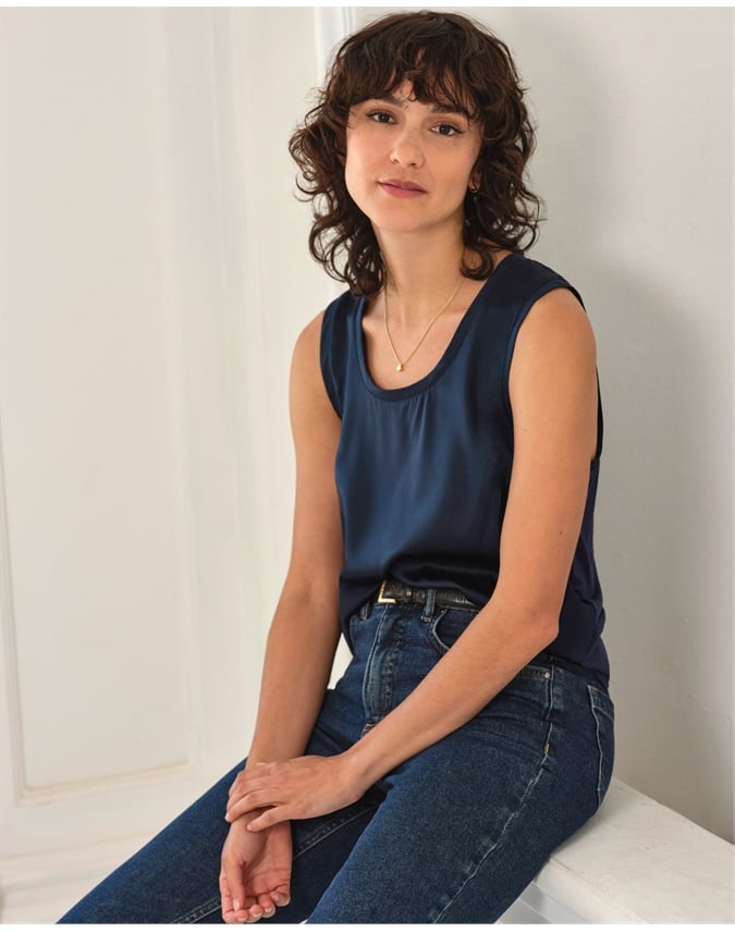 Silk Front Jersey Vest