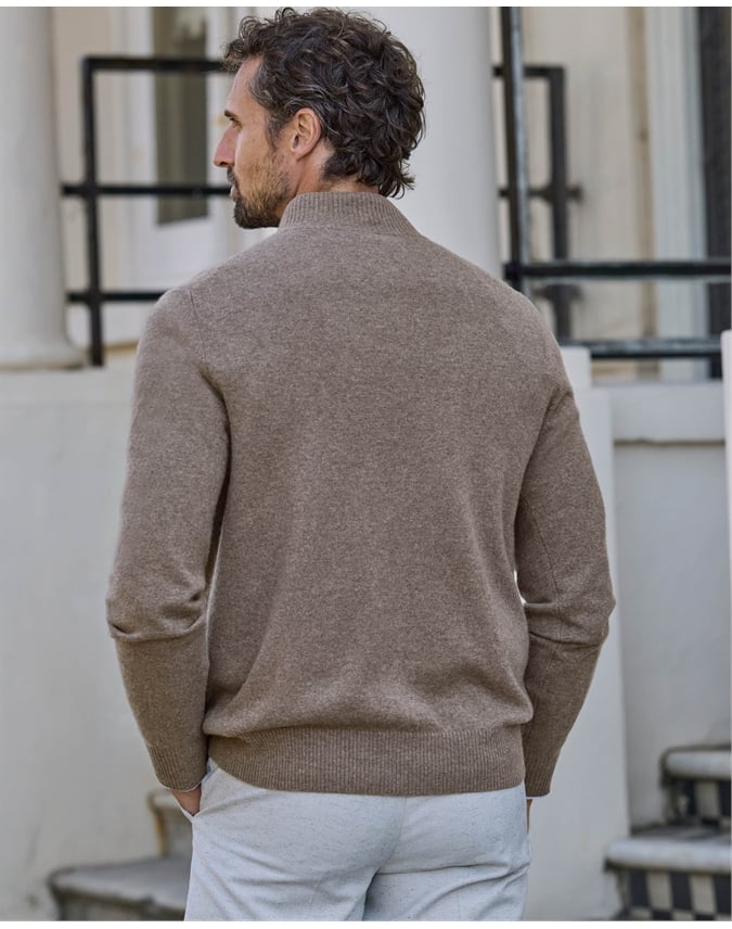 Mens Cashmere Zip Neck Sweater