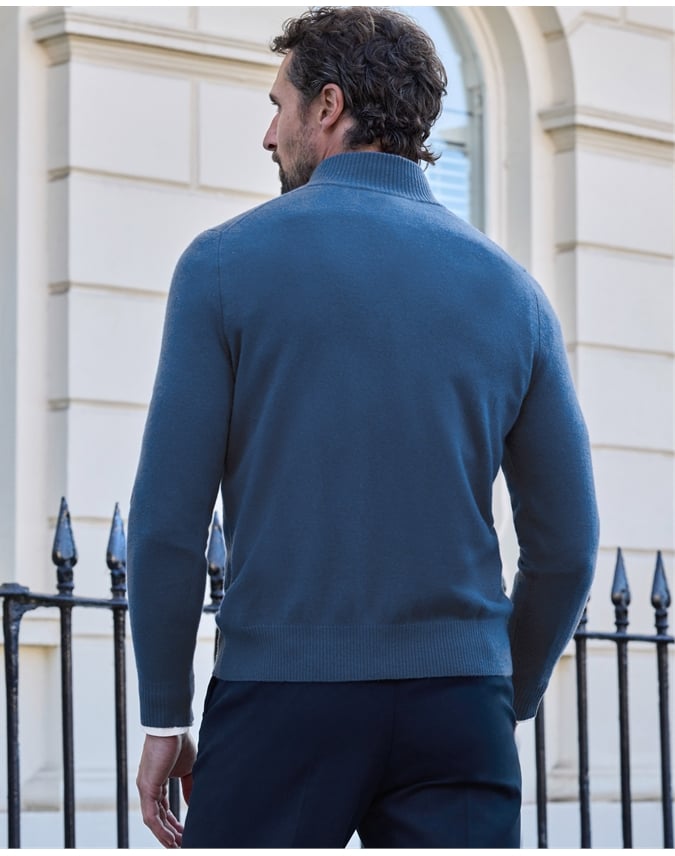 Mens Cashmere Zip Neck Sweater