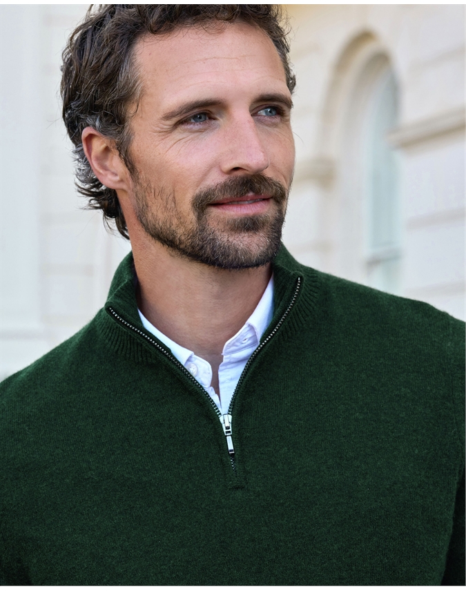 Mens Cashmere Zip Neck Sweater