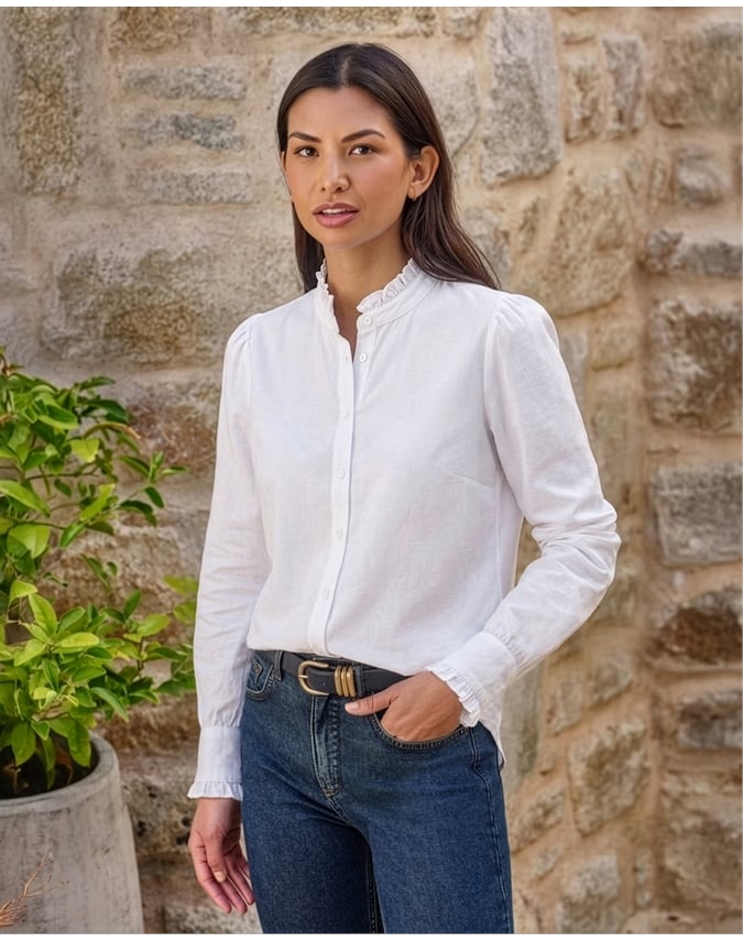 Cotton Frill Neck Shirt