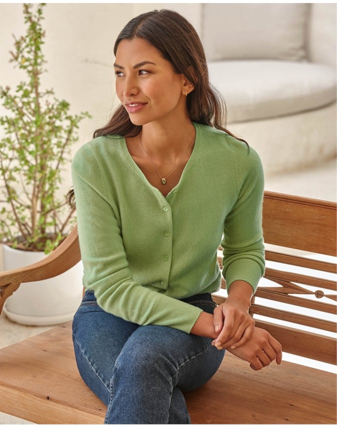 Cashmere Crew Neck Cardigan