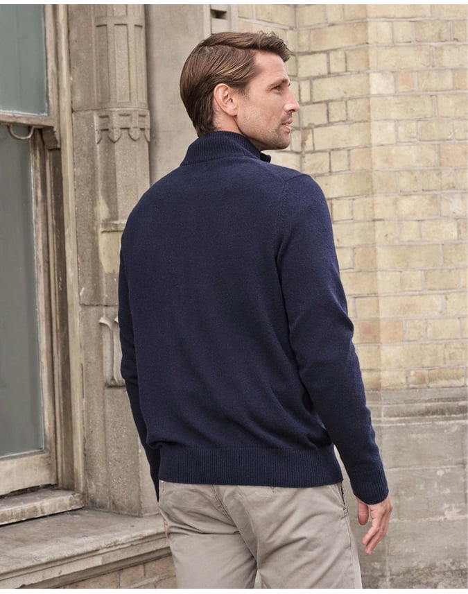 Mens Cashmere Zip Neck Sweater