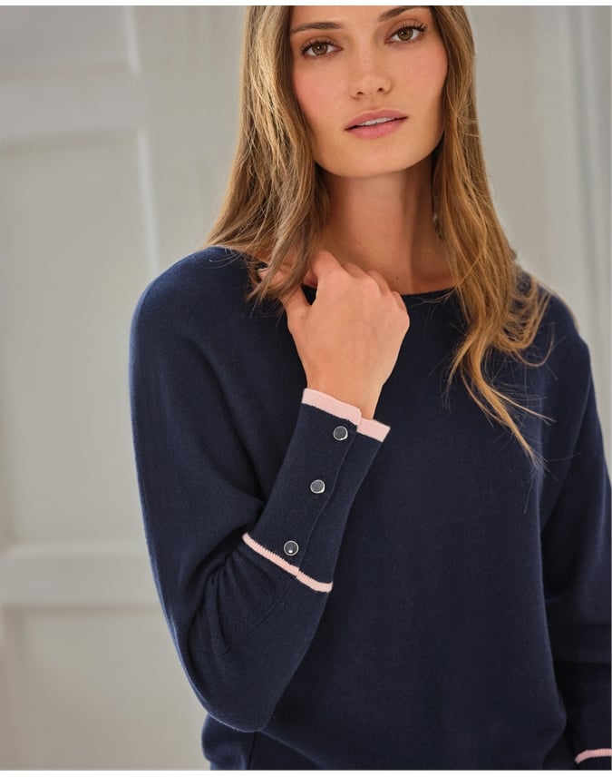 Tipped Dolman Button Sweater