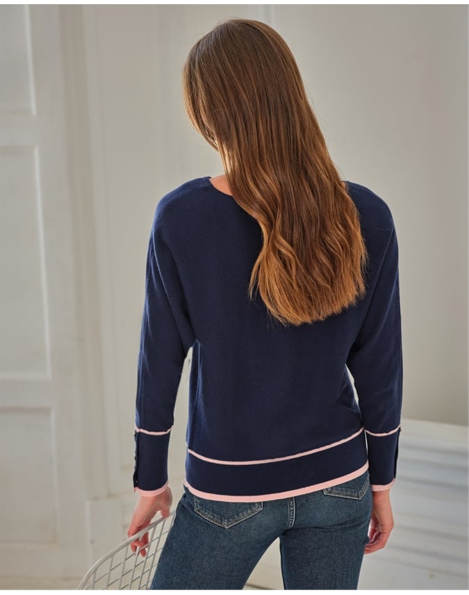 Tipped Dolman Button Sweater