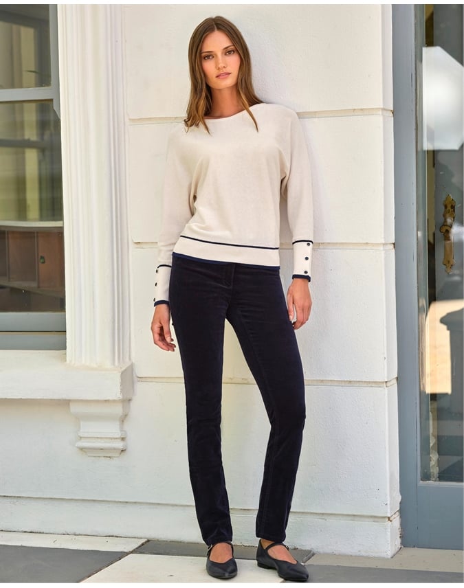 Tipped Dolman Button Sweater