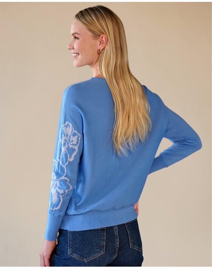 Floral Dolman Jaquard Sweater