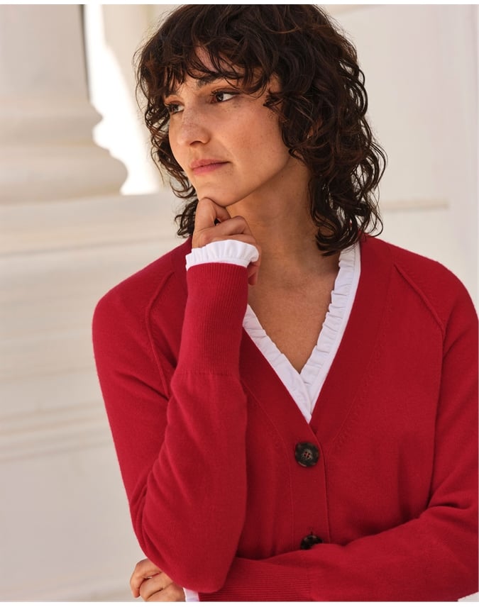 Relaxed Cashmere V Neck Cardigan