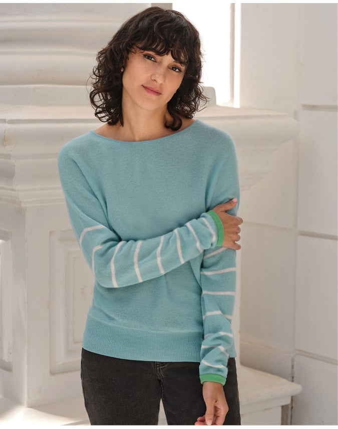 Gassato Cashmere Stripe Sleeve Sweater