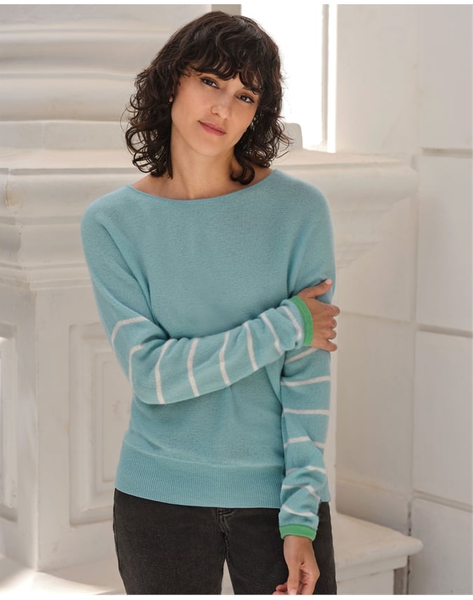 Gassato Cashmere Stripe Sleeve Sweater