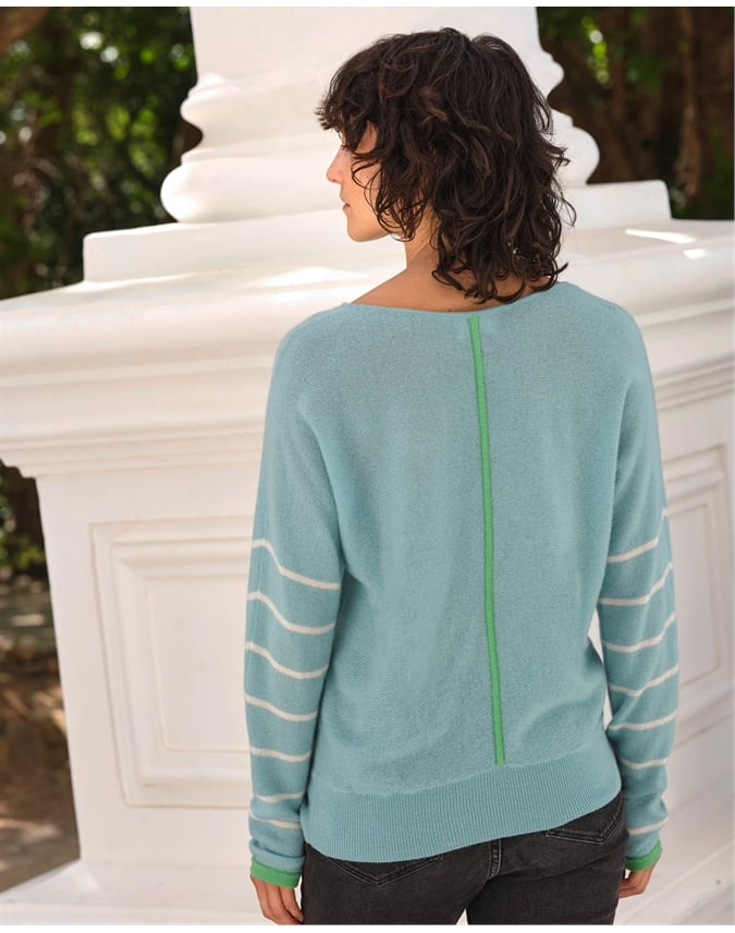 Gassato Cashmere Stripe Sleeve Sweater