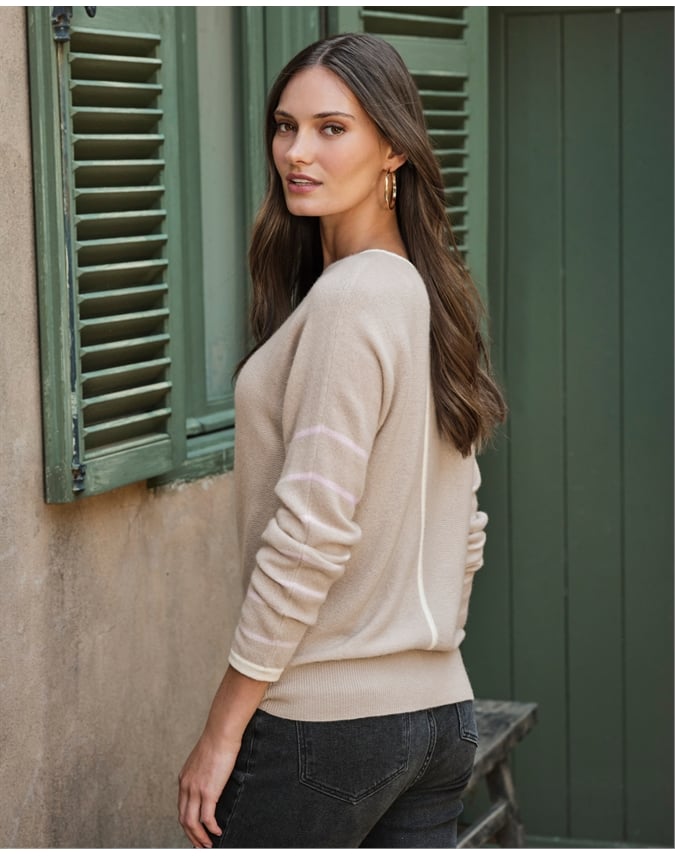 Gassato Cashmere Stripe Sleeve Sweater