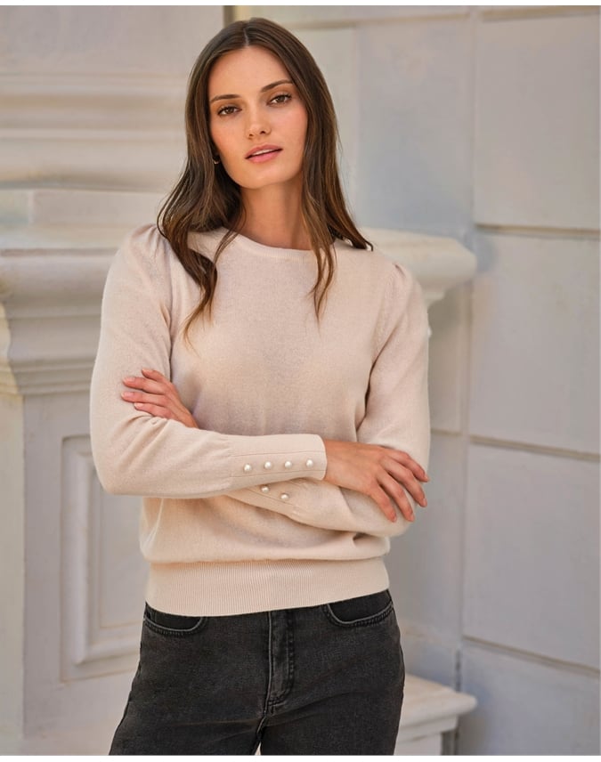 Wool Cashmere Lace Collar Sweater