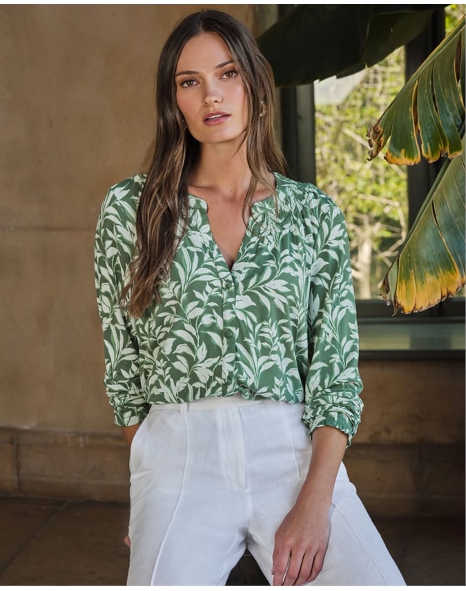 Shirred Jersey Blouse