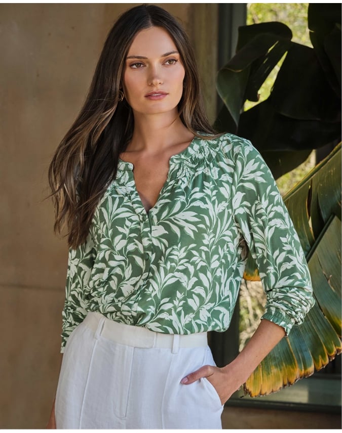 Shirred Jersey Blouse