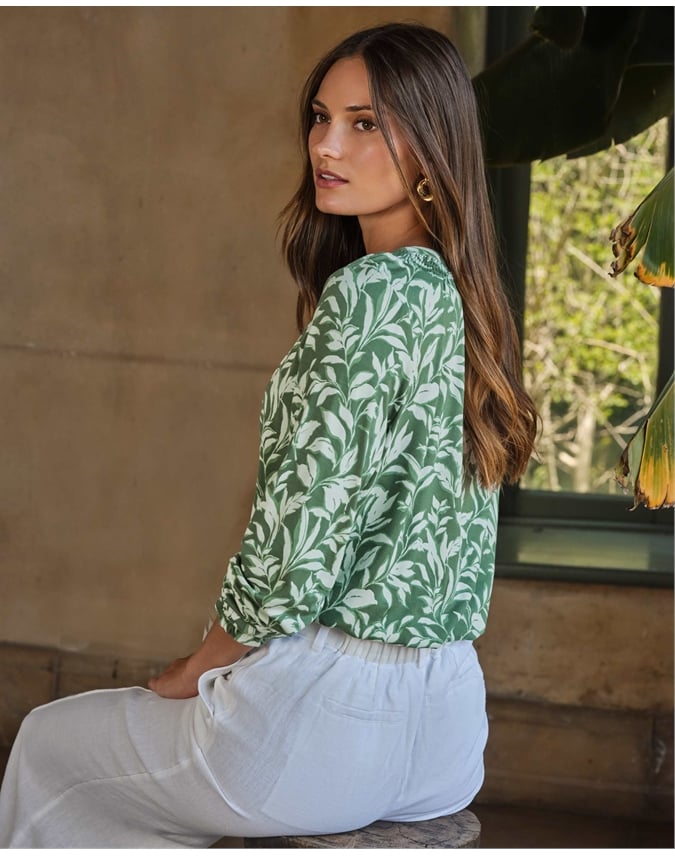 Shirred Jersey Blouse