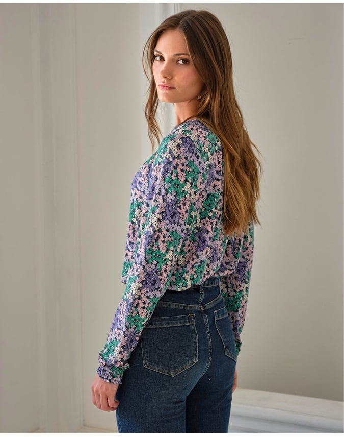 Shirred Jersey Blouse