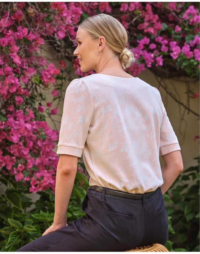 Half Sleeve Jersey Jacquard Top