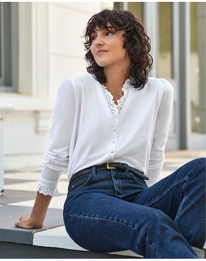 Broderie Half Frill Layering Top