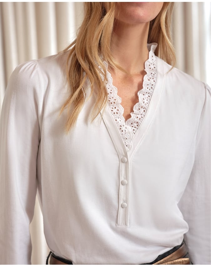 Broderie Half Frill Layering Top