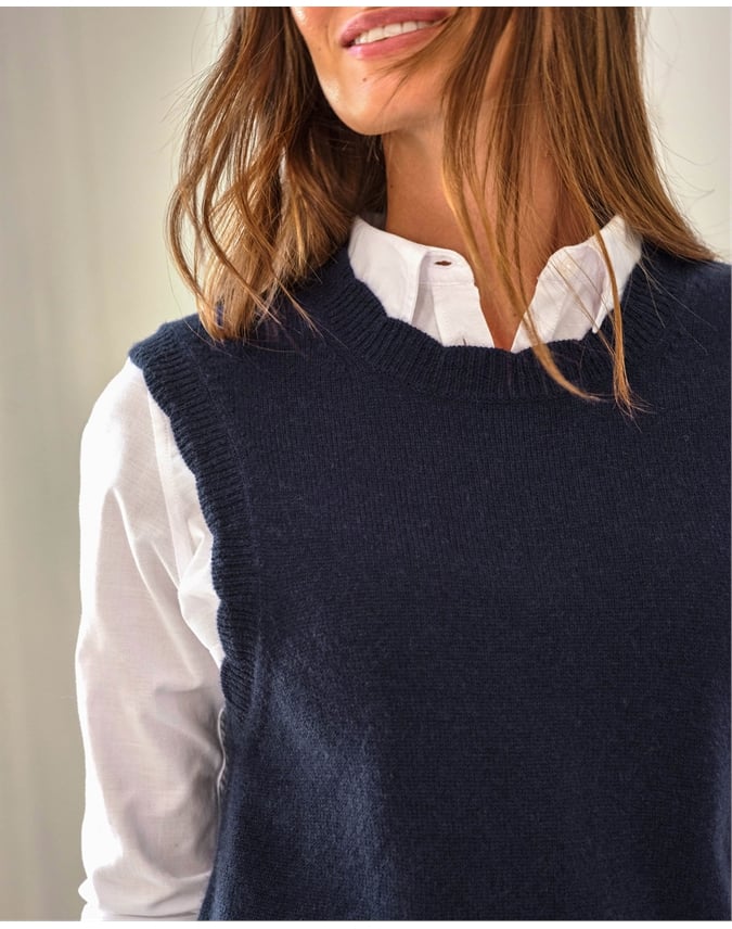 Wool Cashmere Scalloped Tank