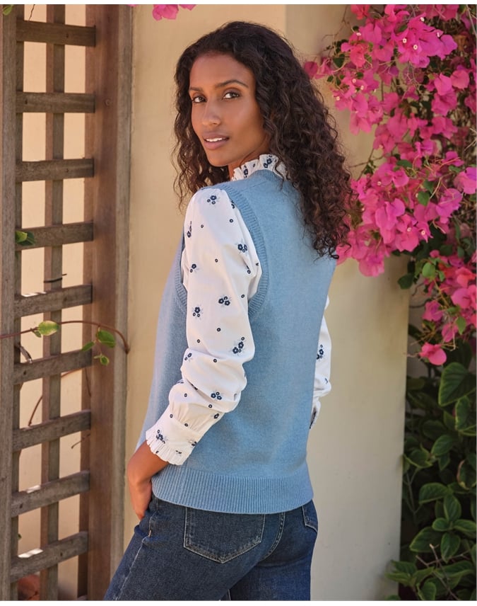 Wool Cashmere Scalloped Tank